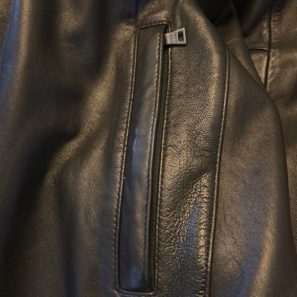 ANDREW MARC Genuine Leather Button Front Jacket